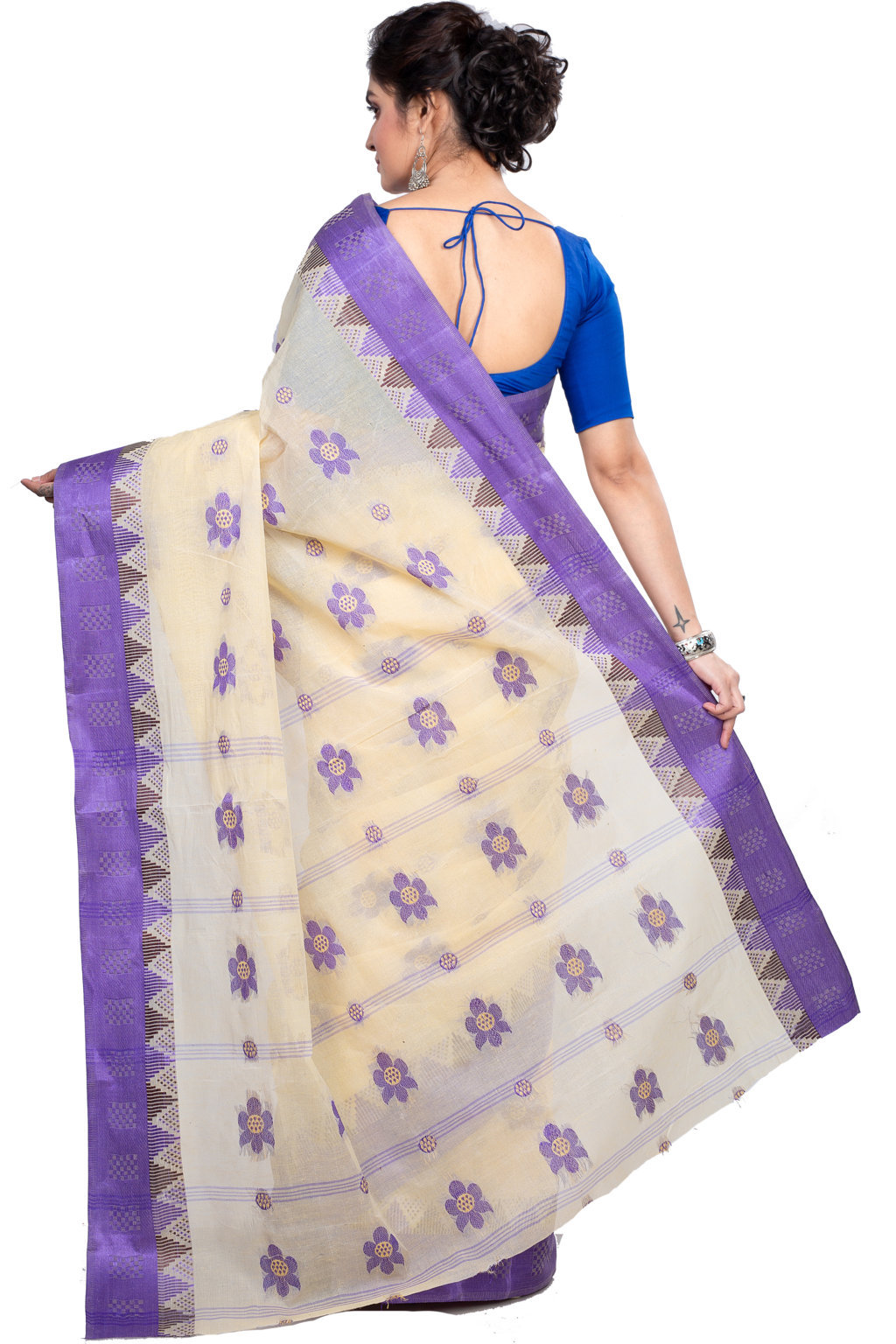 Violet Pure Cotton Palasful Tant Saree (898)